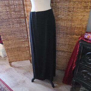 VTG NWT Carilyn Vaile Black Maxi Skirt SZ L Chamoni Nylon USA Made $94 Y2K
